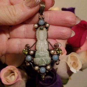 Shankari Jade Buddha Pendant Silver Precious Stone